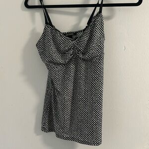 White House Black Market Houndstooth Cami with Lace Trim - Size XXS
